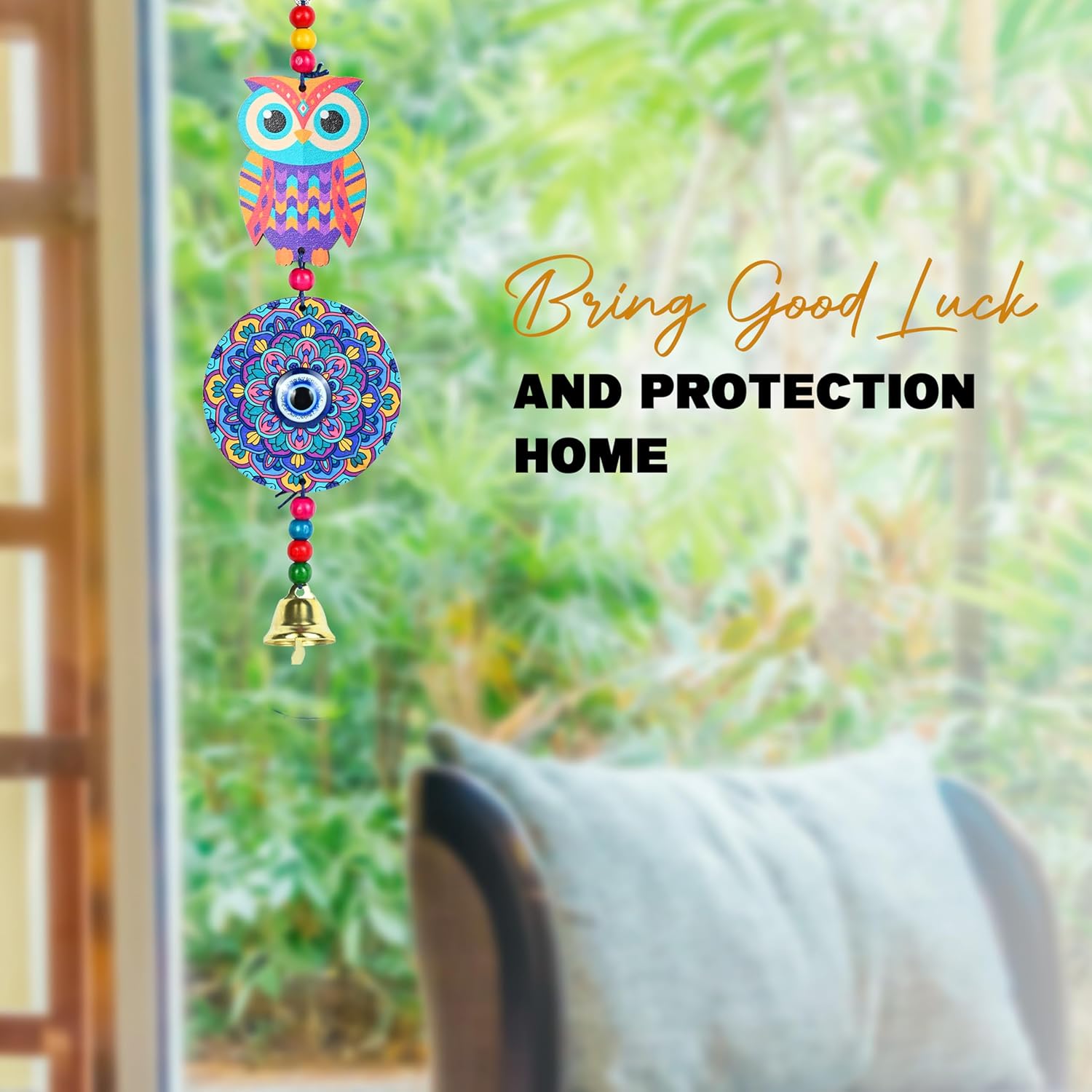 Hindcraft Decorative Items for Living Room – Blue Owl Evil Eye Hanging Pendant | Lucky Nazar Battu Amulet for Home, Office & Car | Stylish Protection Ornament for Room Decor - Image 6