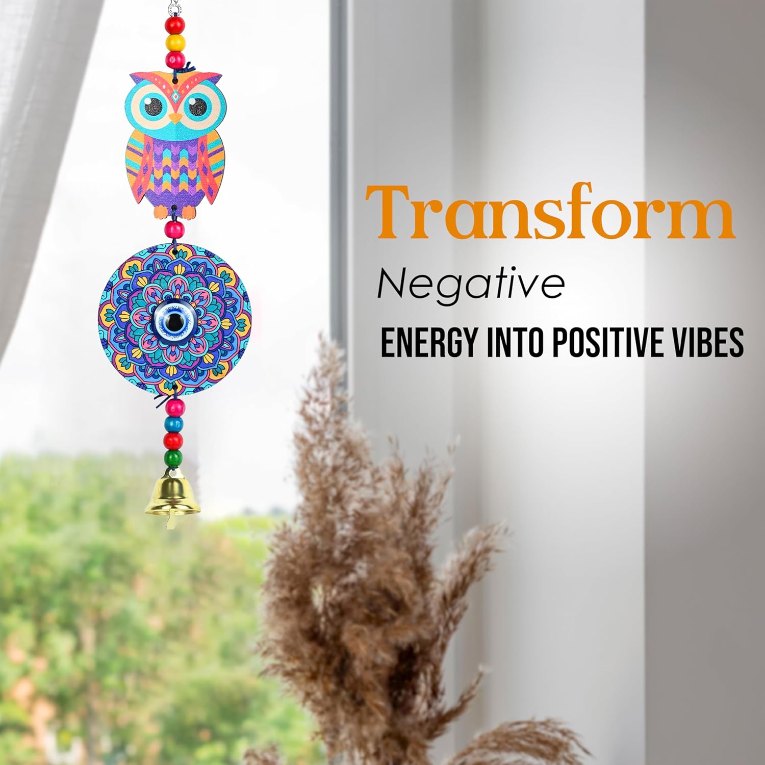 Hindcraft Decorative Items for Living Room – Blue Owl Evil Eye Hanging Pendant | Lucky Nazar Battu Amulet for Home, Office & Car | Stylish Protection Ornament for Room Decor - Image 8