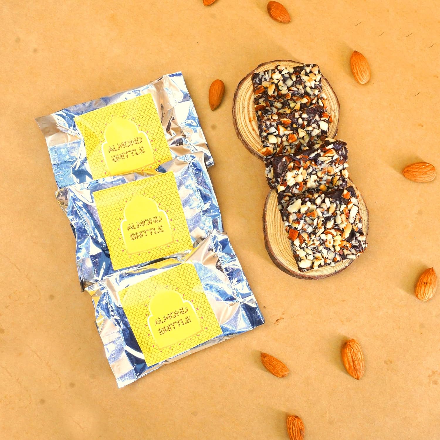 Oriole Gifts Rakhi Hamper for Brother with Premium Evil Eye Rakhi, Chocolate Bites, Almond Brittles, Coffee Almond Nutties, Paan Shots, Snacks & Greeting Card | Rakshabandhan Gift for Brother with Chocolate Gift Box - Image 6