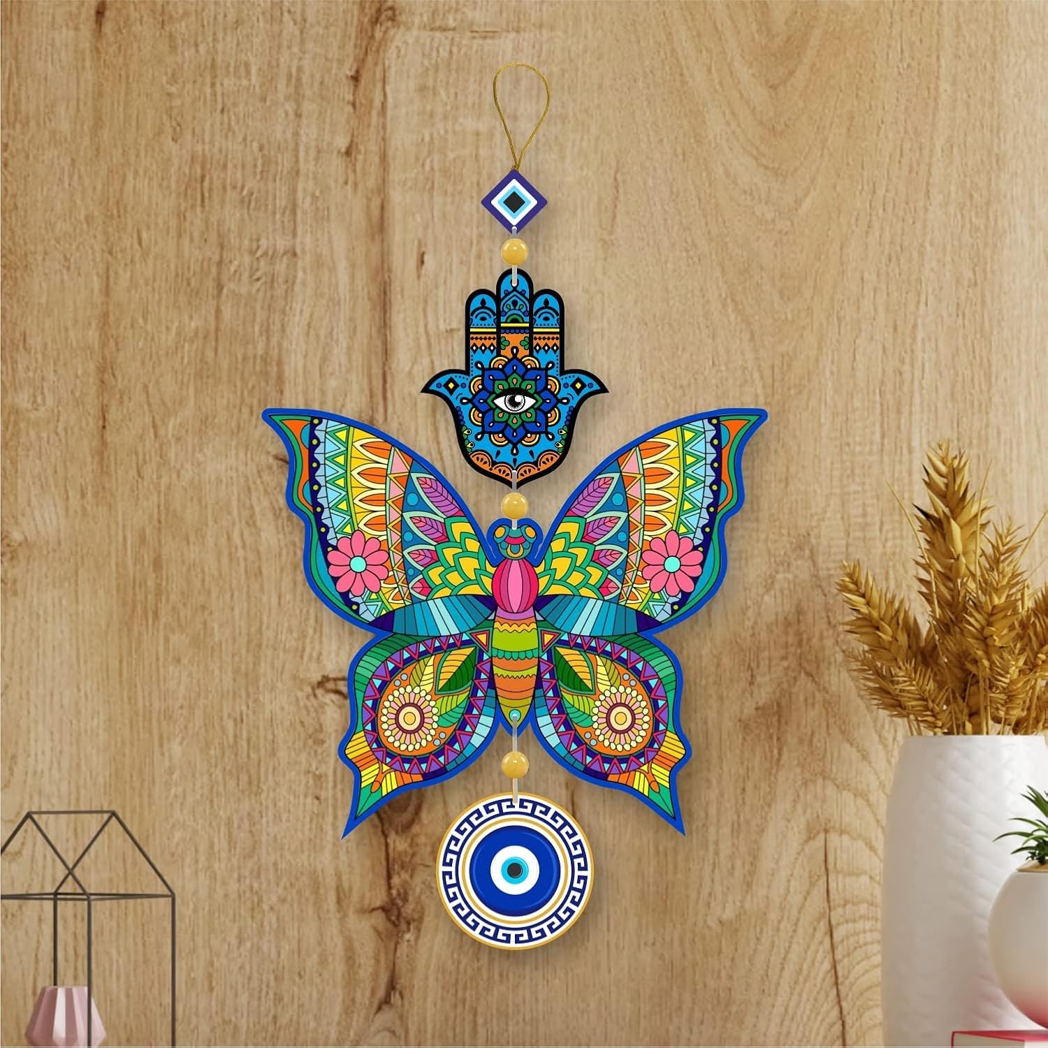 JAISHRI “Butterfly Evil Eye” Hanging for House/Positive Vibes/Hamsa Hand/House Door Entrance/Offices/Decoration/Good Luck Charm/Prosperity/Peace Charm - Image 3