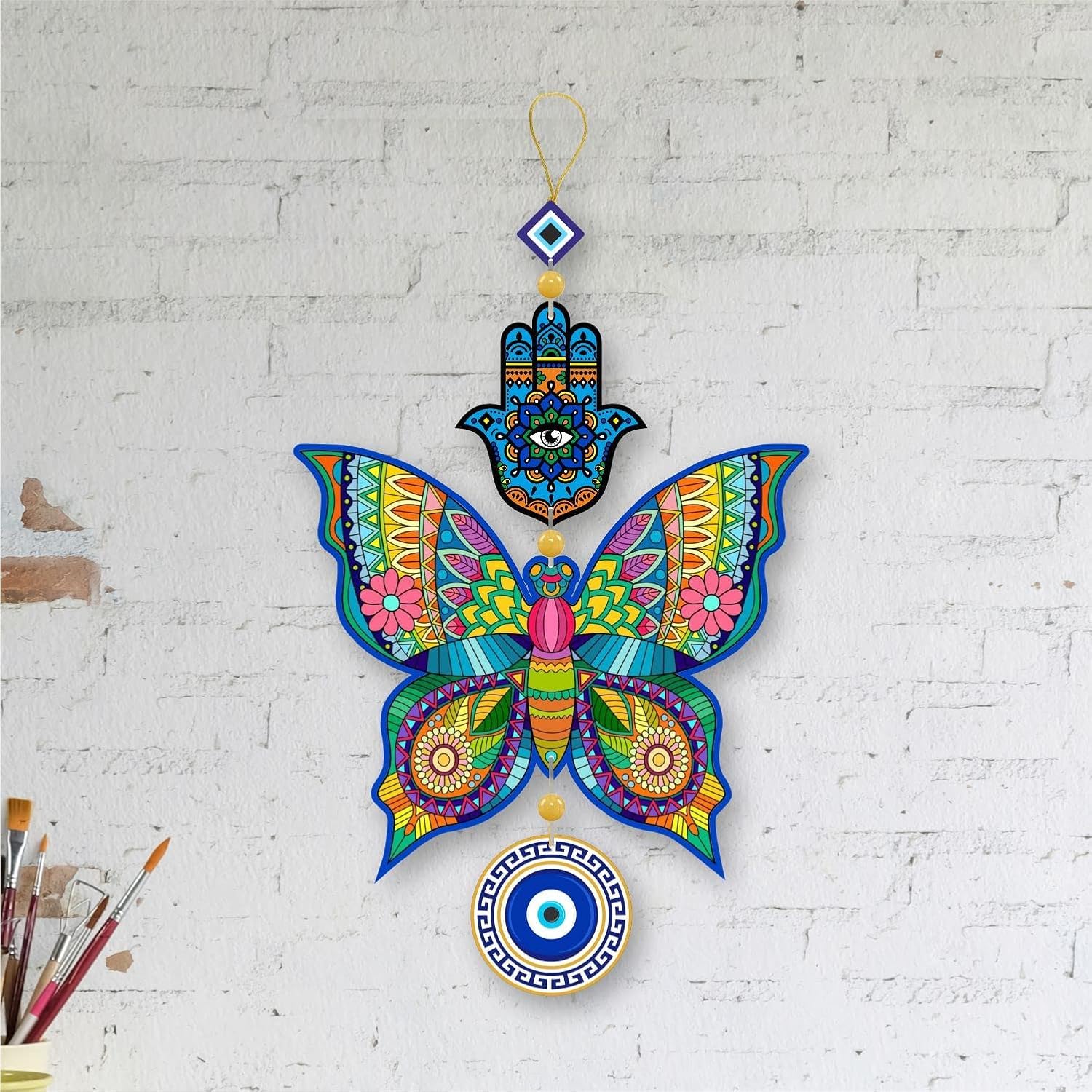 JAISHRI “Butterfly Evil Eye” Hanging for House/Positive Vibes/Hamsa Hand/House Door Entrance/Offices/Decoration/Good Luck Charm/Prosperity/Peace Charm - Image 4