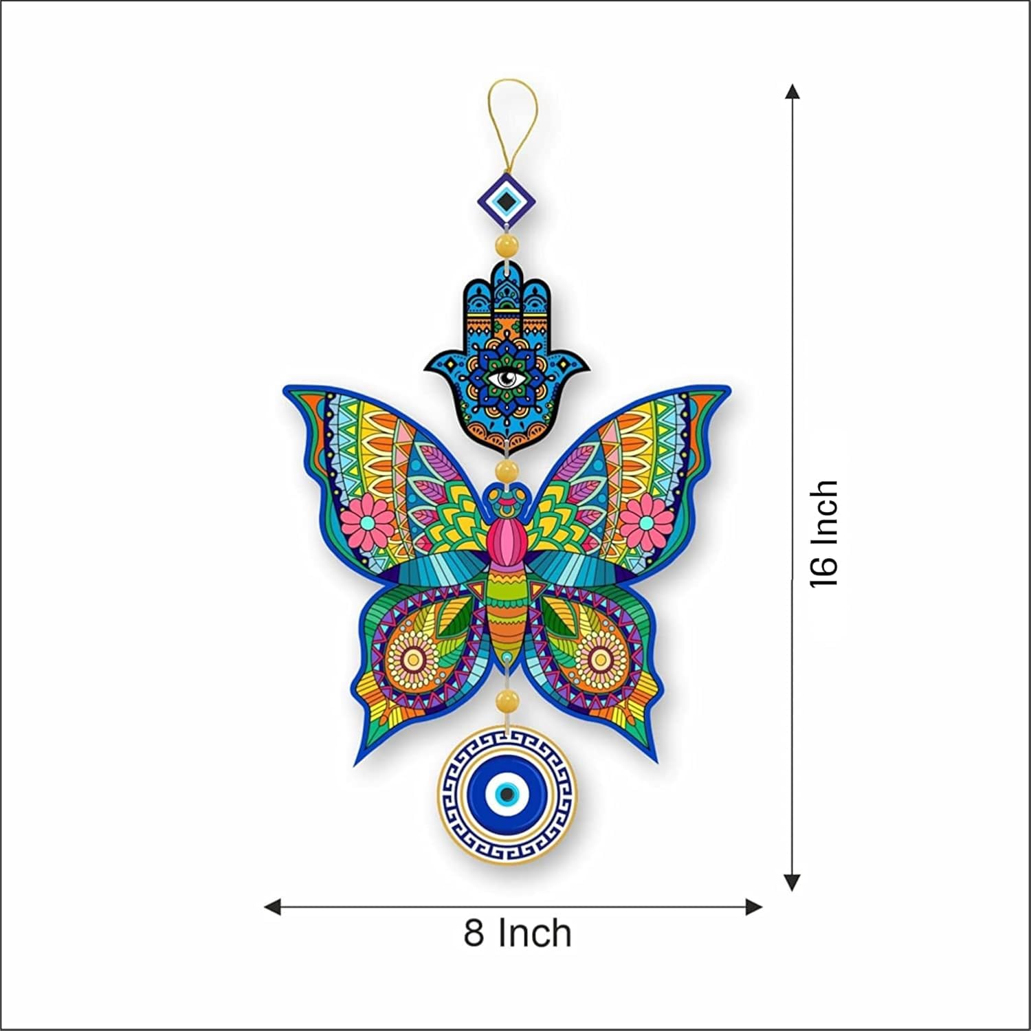 JAISHRI “Butterfly Evil Eye” Hanging for House/Positive Vibes/Hamsa Hand/House Door Entrance/Offices/Decoration/Good Luck Charm/Prosperity/Peace Charm - Image 6