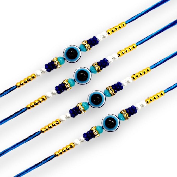 Elleva Evil Eye Rakhi for Brother and Bhabhi | Rakshabandhan Bracelet Raksha Sutra Dhaga Rakhi Combo set | Best Gift for Brother on Raksha Bandhan (Pack of 1) - Image 2
