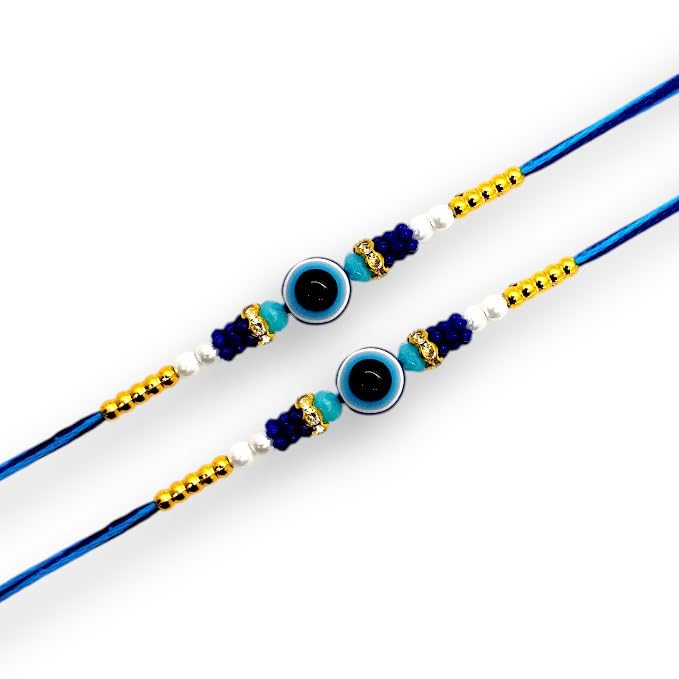 Elleva Evil Eye Rakhi for Brother and Bhabhi | Rakshabandhan Bracelet Raksha Sutra Dhaga Rakhi Combo set | Best Gift for Brother on Raksha Bandhan (Pack of 1) - Image 6