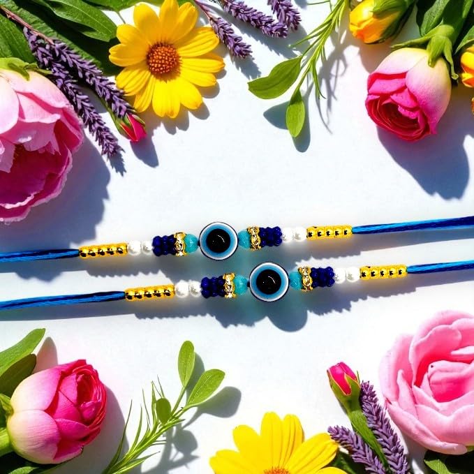 Elleva Evil Eye Rakhi for Brother and Bhabhi | Rakshabandhan Bracelet Raksha Sutra Dhaga Rakhi Combo set | Best Gift for Brother on Raksha Bandhan (Pack of 1) - Image 5