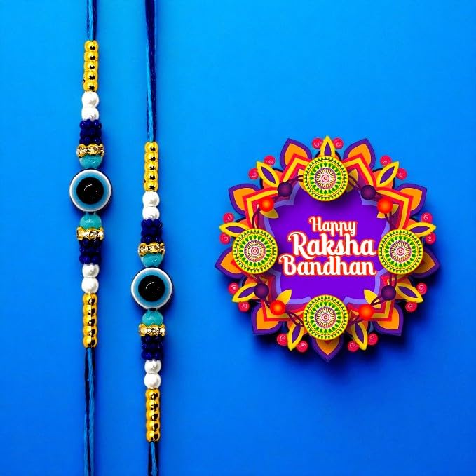 Elleva Evil Eye Rakhi for Brother and Bhabhi | Rakshabandhan Bracelet Raksha Sutra Dhaga Rakhi Combo set | Best Gift for Brother on Raksha Bandhan (Pack of 1) - Image 7