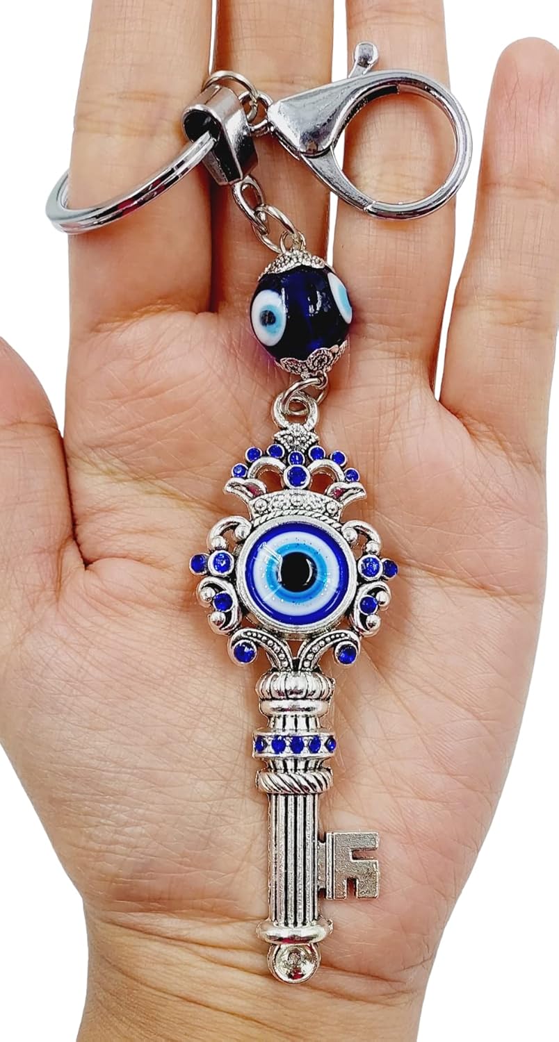 ARTISKRITI Evil Eye Keychain For Bike/Car Gifting With Metal Key Ring Set of 2, Butterfly and Kuber Kunji - Image 4