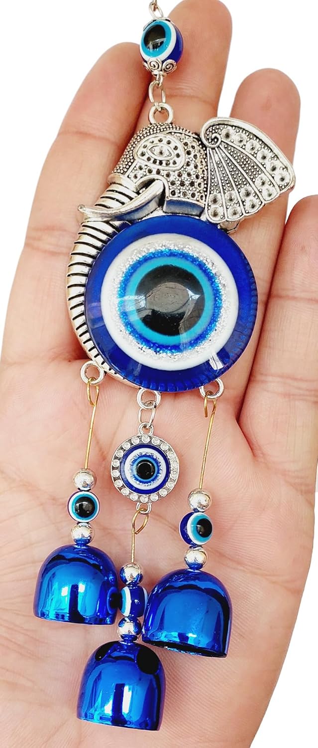 Snabs Evil Eye Car Mirror Hanging Accessories, Ganesha Evil Eye Wall Hanging Ornament, Elephant Nazar Battu Protection, Good Luck Charm and Prosperity, Set of 2 - Image 6
