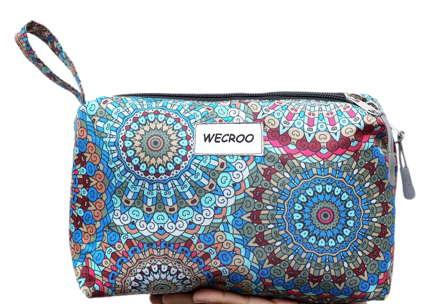 WECROO Printed Makeup Pouches for Women Stylish Pouch for Makeup Accessories Travel Pouch Cosmetic Pouches Toiletry Bag for Women (Blue Multi (Jaipuri Print), Small) - Image 2