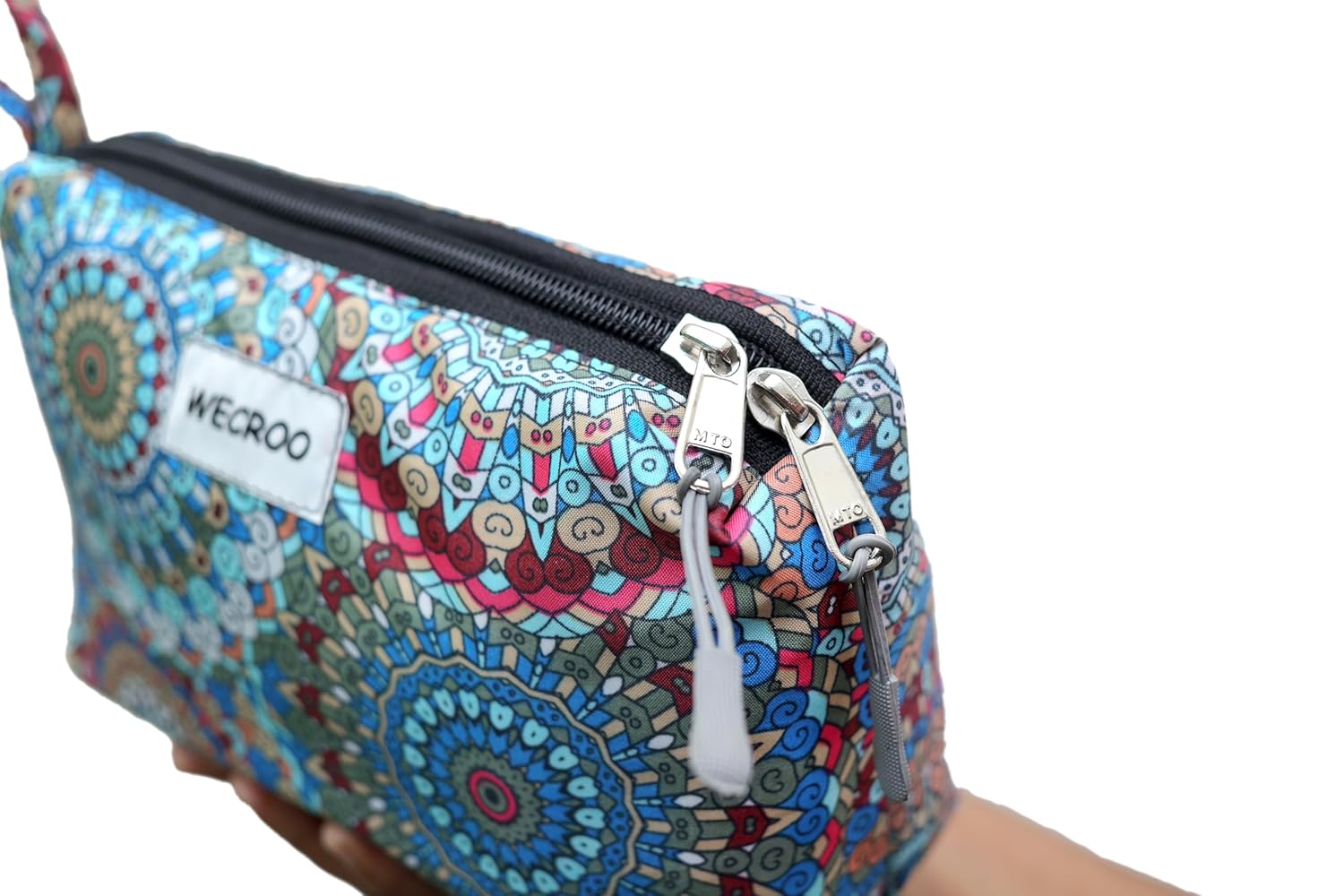 WECROO Printed Makeup Pouches for Women Stylish Pouch for Makeup Accessories Travel Pouch Cosmetic Pouches Toiletry Bag for Women (Blue Multi (Jaipuri Print), Small) - Image 5