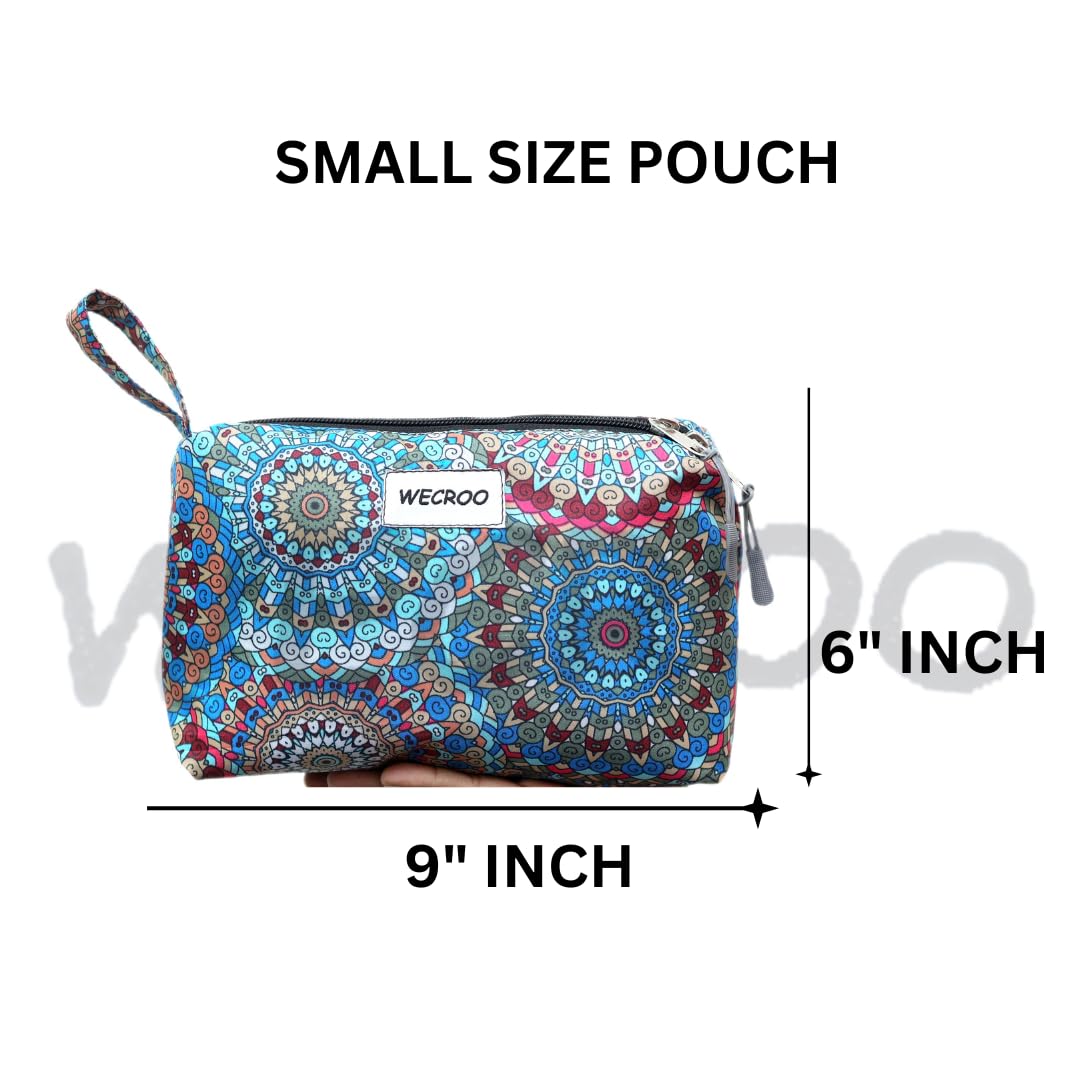 WECROO Printed Makeup Pouches for Women Stylish Pouch for Makeup Accessories Travel Pouch Cosmetic Pouches Toiletry Bag for Women (Blue Multi (Jaipuri Print), Small) - Image 6