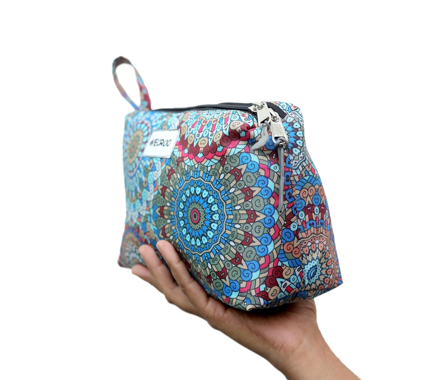 WECROO Printed Makeup Pouches for Women Stylish Pouch for Makeup Accessories Travel Pouch Cosmetic Pouches Toiletry Bag for Women (Blue Multi (Jaipuri Print), Small) - Image 7