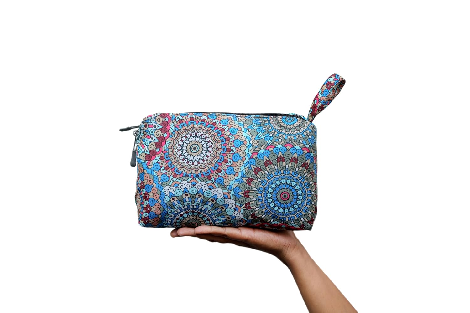 WECROO Printed Makeup Pouches for Women Stylish Pouch for Makeup Accessories Travel Pouch Cosmetic Pouches Toiletry Bag for Women (Blue Multi (Jaipuri Print), Small) - Image 8
