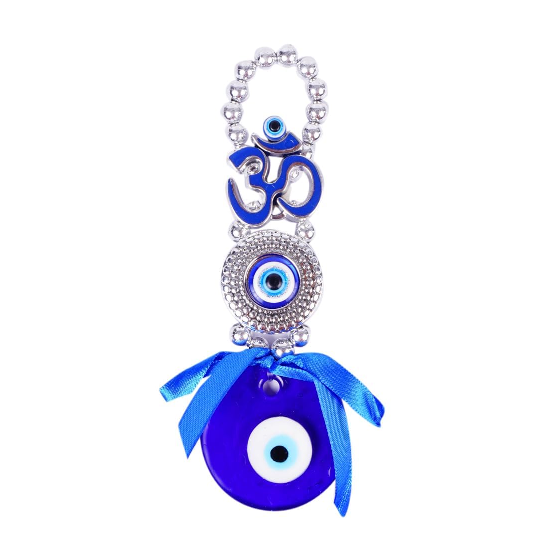 D.B.Z.® Metal Om Design Evil Eye with Blue Pendant Decoration | Lucky Om Hanging Ornament Amulet for Car, Home and Office for Protection and Blessing (Blue) - Image 7