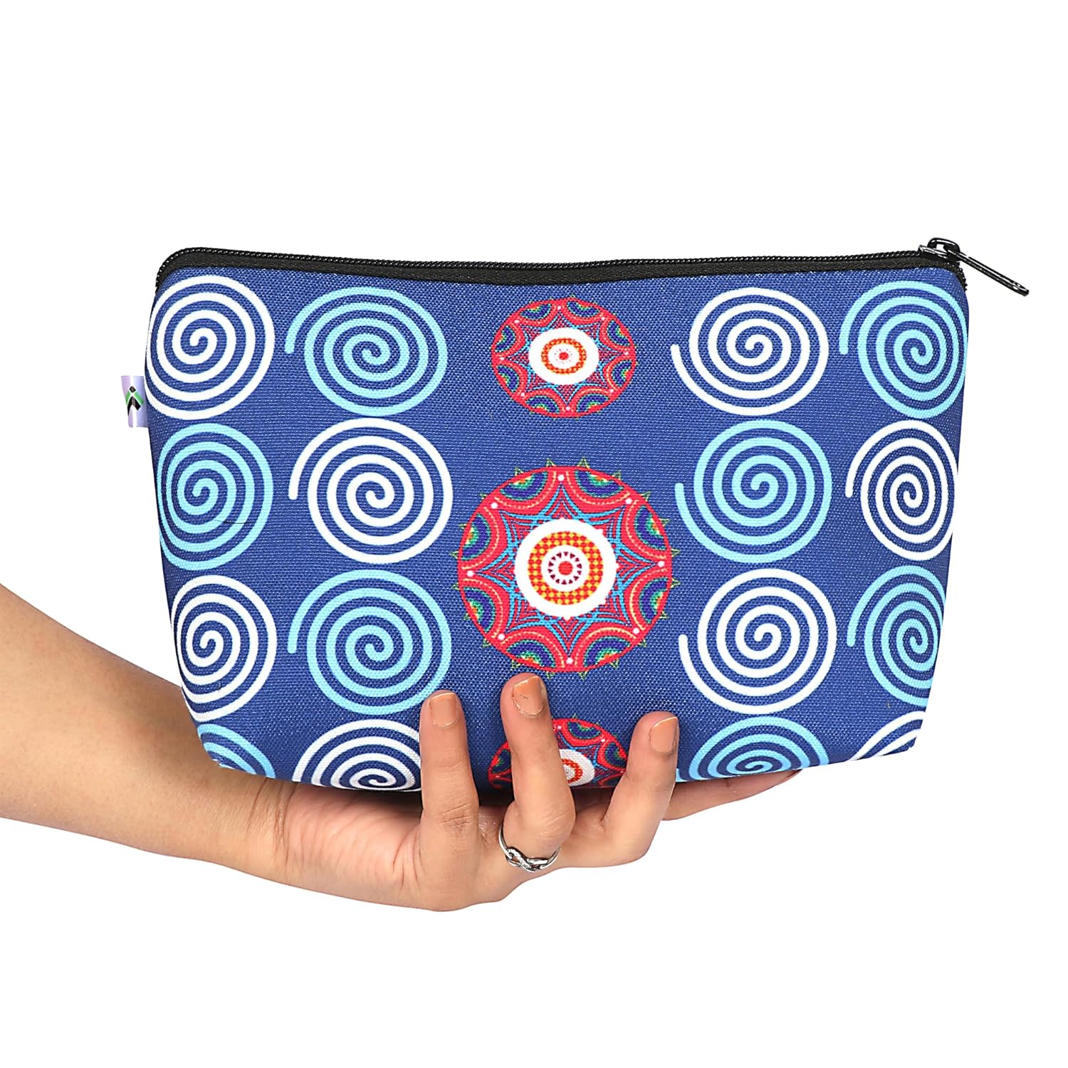 Jellify Canvas Blue Mandala Print Makeup Pouch for Girls, Canvas Cosmetic Pouch for Women, Small Pouches for Women - Image 4