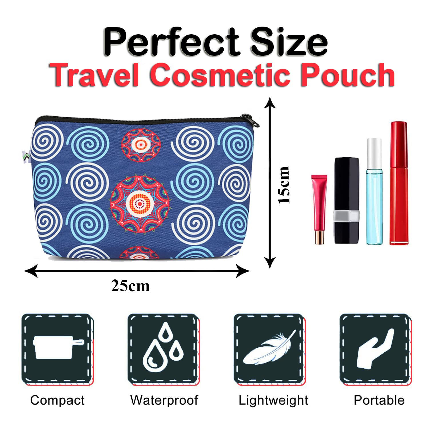Jellify Canvas Blue Mandala Print Makeup Pouch for Girls, Canvas Cosmetic Pouch for Women, Small Pouches for Women - Image 7