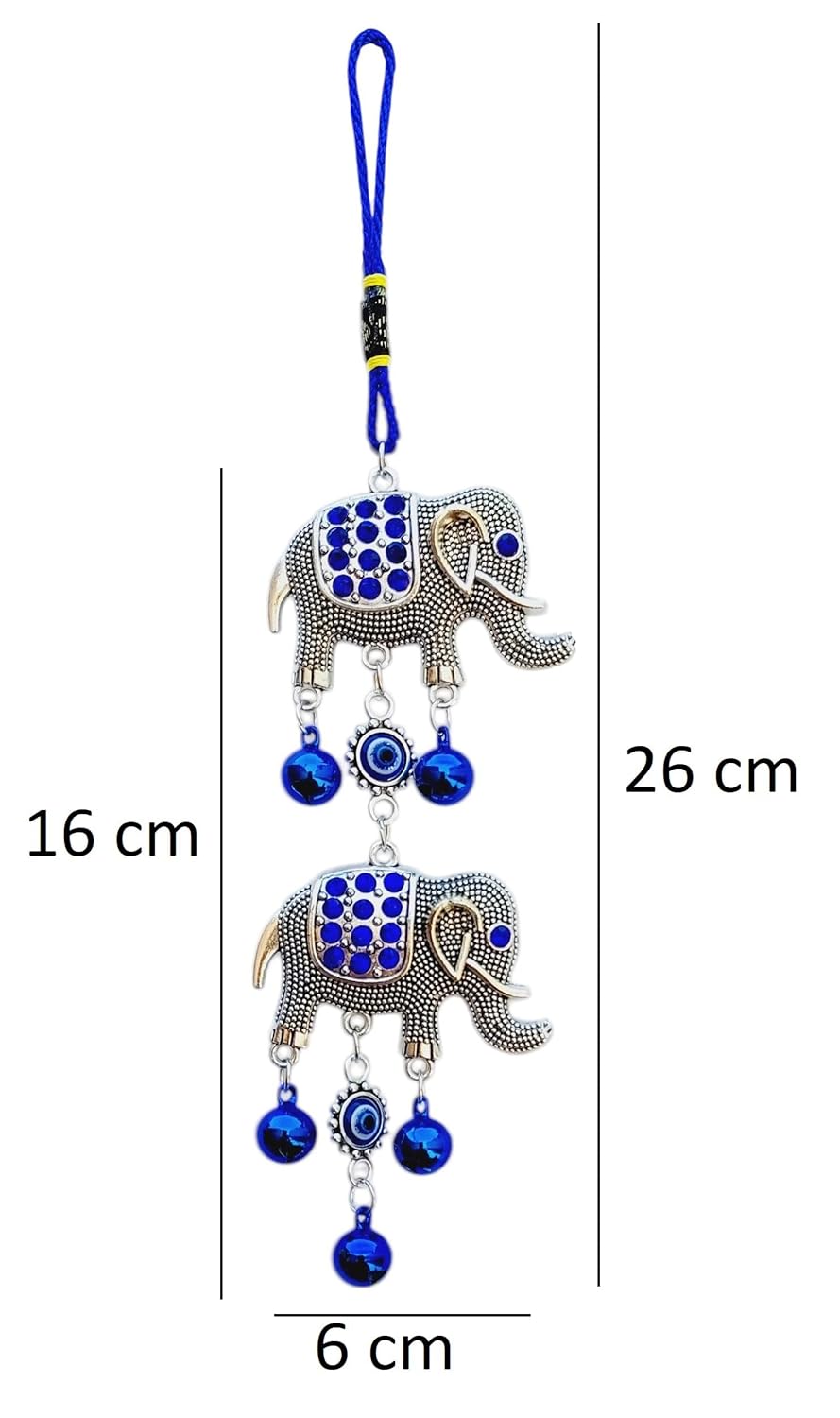 Snabs Evil Eye Wall Hanging, Horseshoe with Elephant Nazar Battu Ornament for Protection, Good Luck Charm and Prosperity, Set of 2 - Image 4