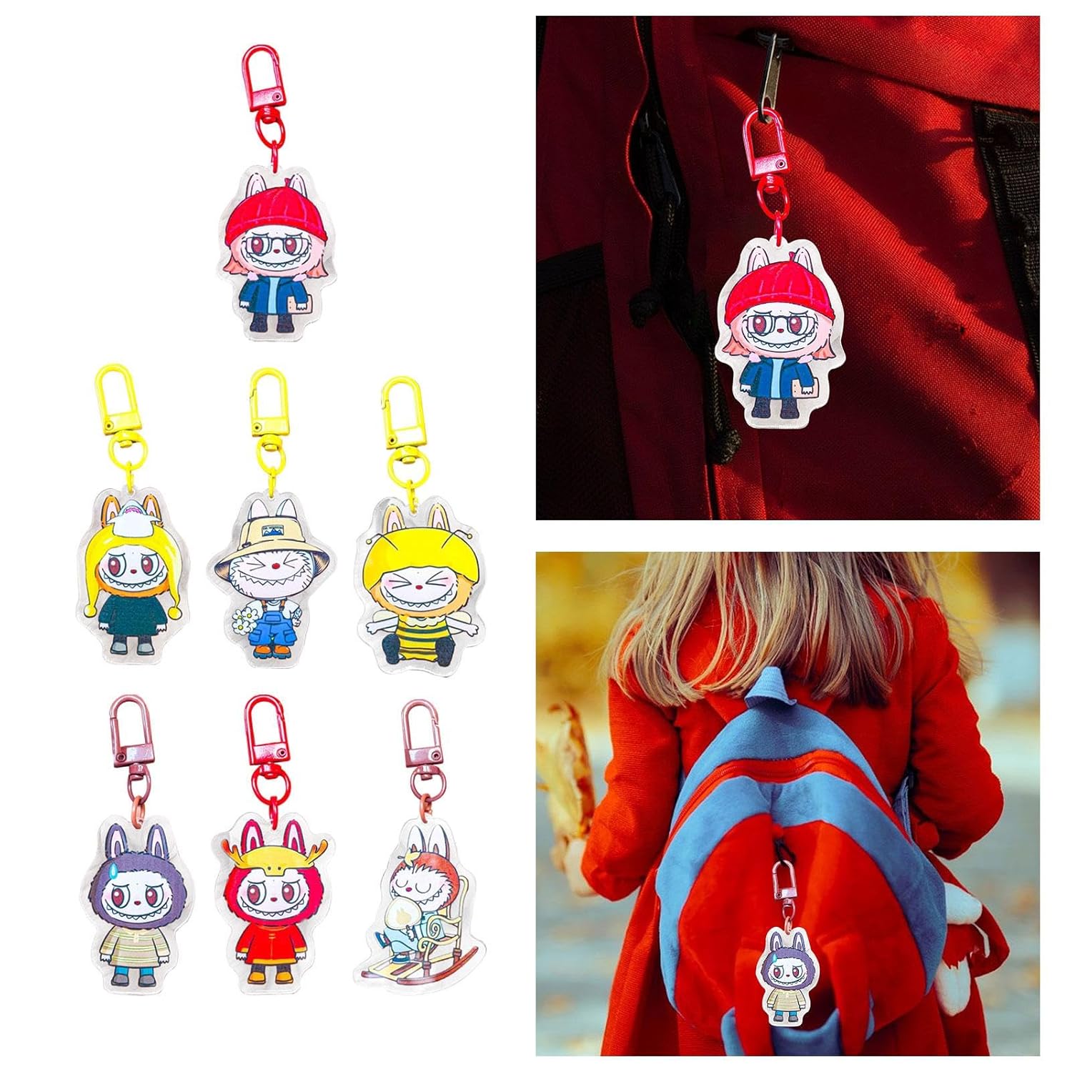MERISHOPP® Cartoon Keychain Key Holder Funny Hanging Ornament for Backpack Wallet Decor Style A|Clothing, Shoes & Accessories | Womens Accessories | Key Chains, Rings & Finders - Image 6