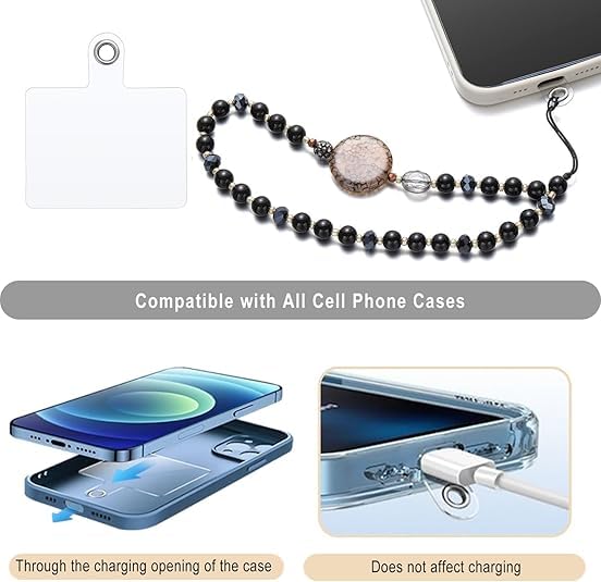 Pearl Charm, Detachable Wrist Strap, Hands-Free Keychain, Aesthetic Beaded Chain, Phone Case Accessories for Women Girls, White - Image 5
