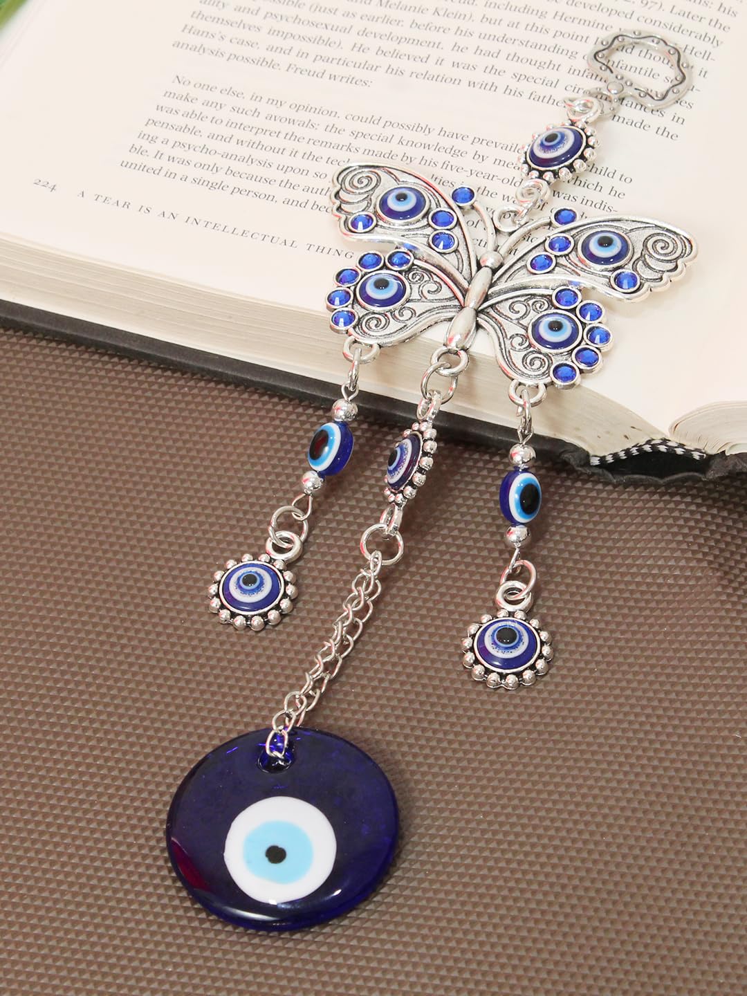 Shivani Enterprises Metal Butterfly Blue Evil Eye Wall Hanging for Home Entrance Door Car Office Feng Shui Nazar Battu Pendant Ornament Good Luck Charm and Prosperity Decoration Gift Items (25.4 Cm) - Image 2