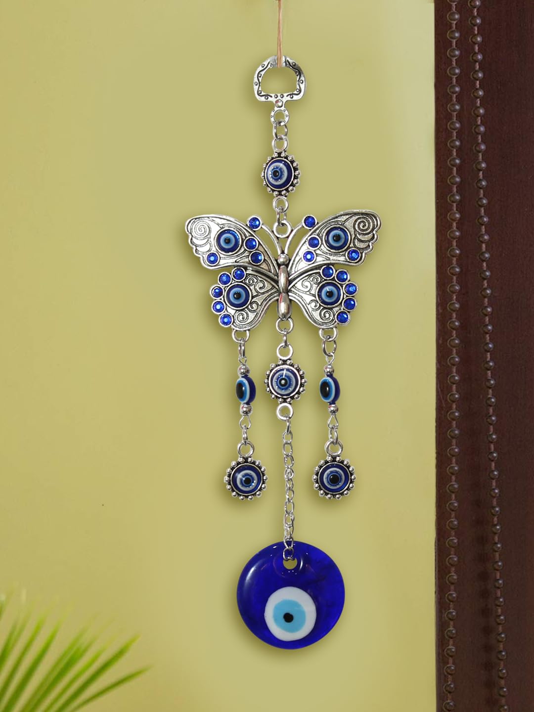 Shivani Enterprises Metal Butterfly Blue Evil Eye Wall Hanging for Home Entrance Door Car Office Feng Shui Nazar Battu Pendant Ornament Good Luck Charm and Prosperity Decoration Gift Items (25.4 Cm) - Image 3