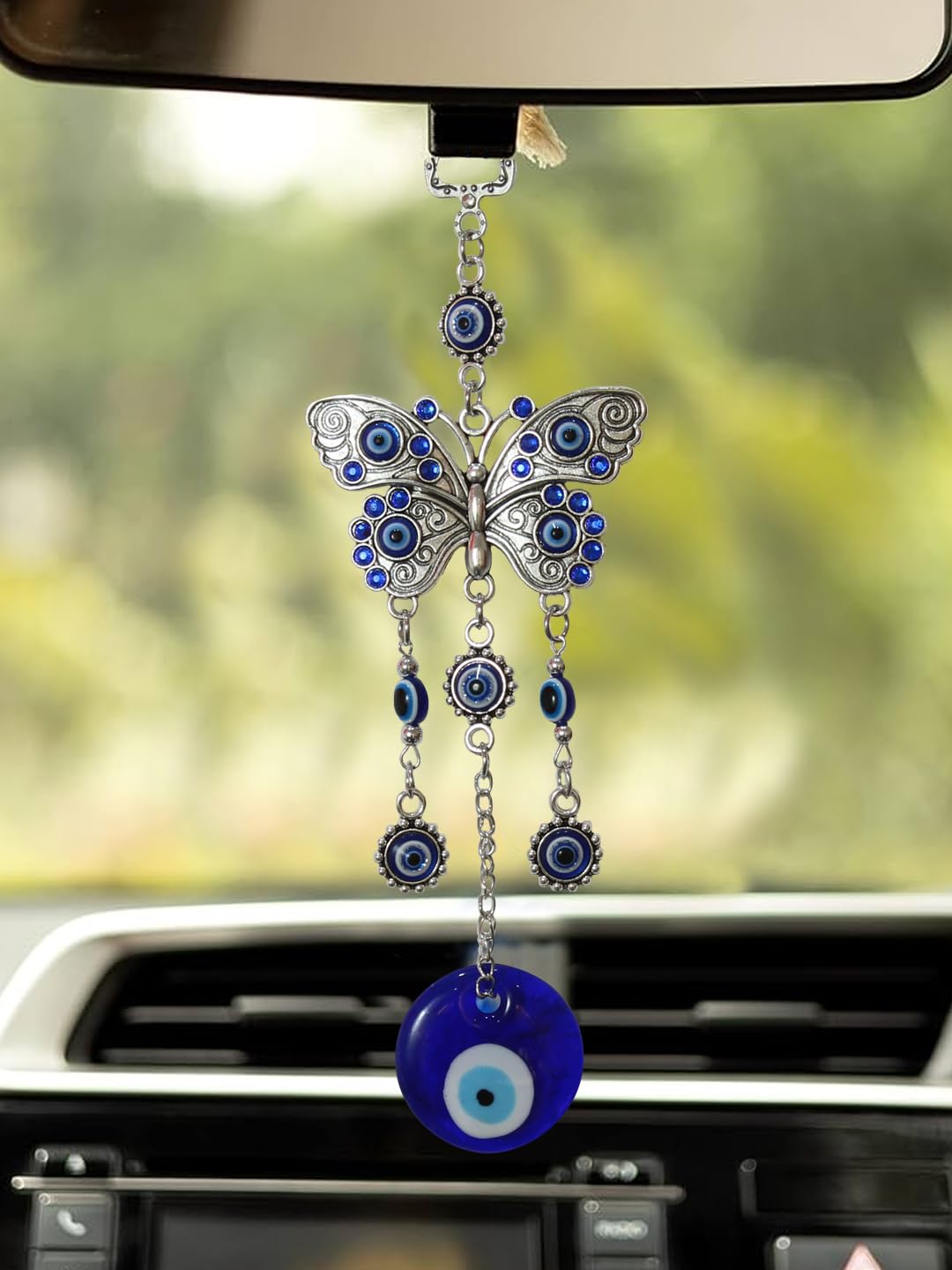 Shivani Enterprises Metal Butterfly Blue Evil Eye Wall Hanging for Home Entrance Door Car Office Feng Shui Nazar Battu Pendant Ornament Good Luck Charm and Prosperity Decoration Gift Items (25.4 Cm) - Image 4
