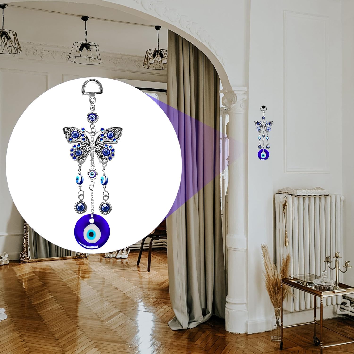 Shivani Enterprises Metal Butterfly Blue Evil Eye Wall Hanging for Home Entrance Door Car Office Feng Shui Nazar Battu Pendant Ornament Good Luck Charm and Prosperity Decoration Gift Items (25.4 Cm) - Image 7