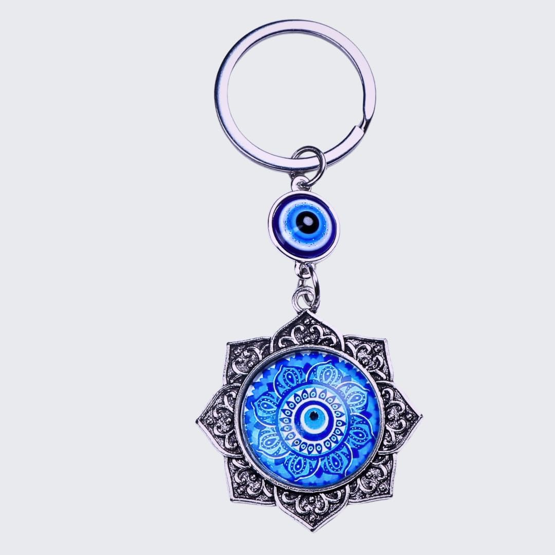 Evil Eye Keychain for Protection | Blue Nazar Amulet with Mandala Design | Car, Bag & Home Decor Key Ring | Good Luck Charm Gift for Men & Women - Image 2
