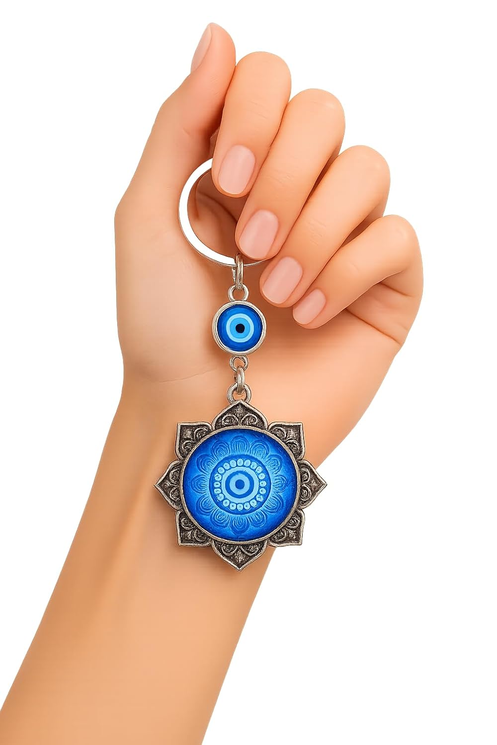 Evil Eye Keychain for Protection | Blue Nazar Amulet with Mandala Design | Car, Bag & Home Decor Key Ring | Good Luck Charm Gift for Men & Women - Image 3
