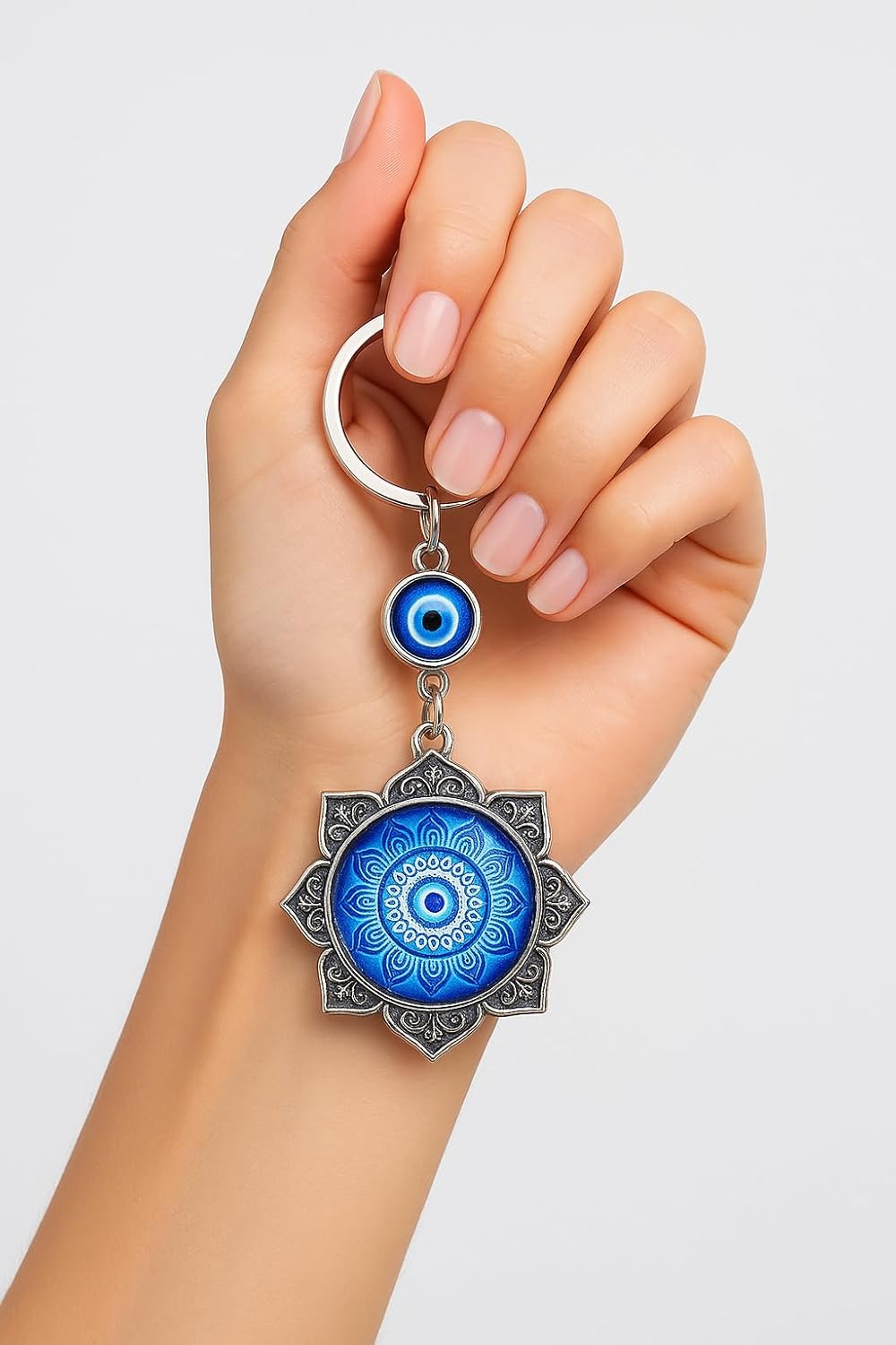 Evil Eye Keychain for Protection | Blue Nazar Amulet with Mandala Design | Car, Bag & Home Decor Key Ring | Good Luck Charm Gift for Men & Women - Image 5