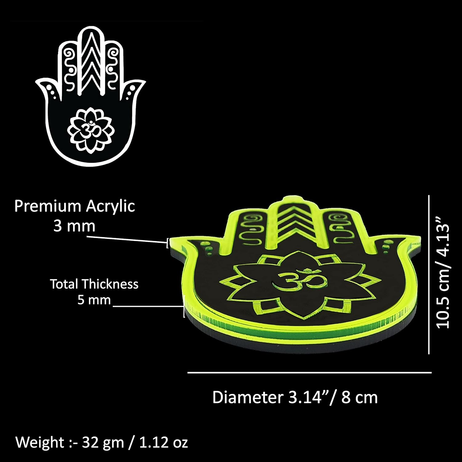 Divya Mantra Om Gayatri Mantra Metallic Hanging Hamsa Hand Nazar Battu Car Home Wall Decor Temple Pooja Items Decorative Showpiece Interior Accessories Vastu Sculpture Chakra Symbol -Multi -Set of 2 - Image 4