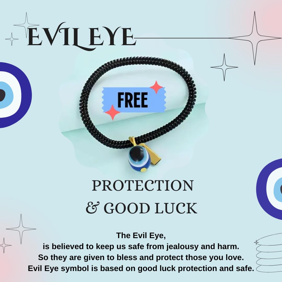 PRAGI Infinity Evil Eye Rakhi Set for Bhai & Bhabhi – Red Thread Protective Raksha Bandhan Rakhi for Couple with Roli Chawal & Evil Eye Bracelet - Image 4