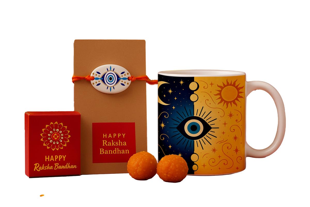 Raavi colors Evil Eye Rakhi Band with Charm ? Gift Set for Kids and Bhai.. - Image 2