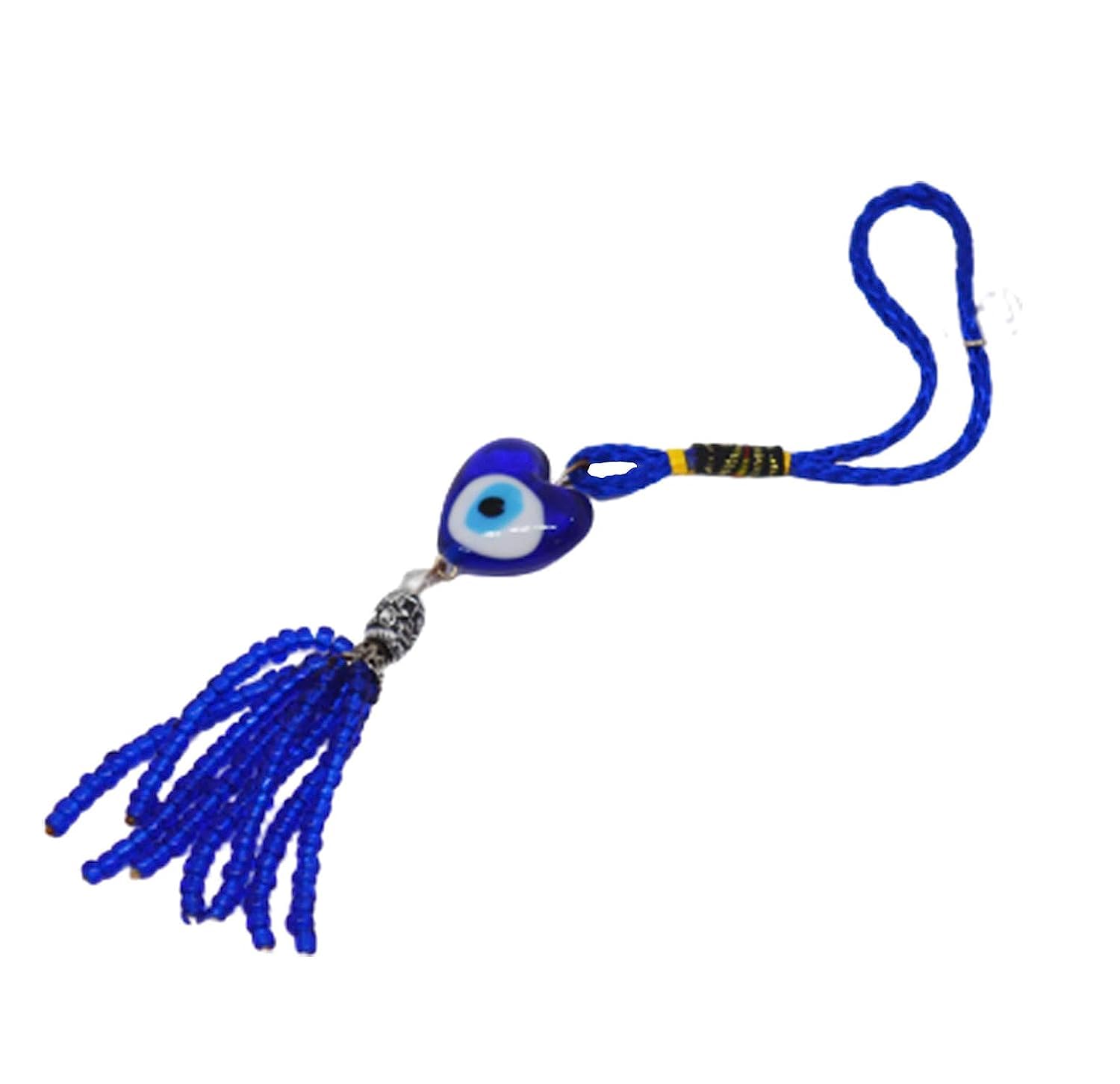 Heart Shape Evil Eye Hanging for Home Entrance Protection, Prosperity, Charm & Luck for Car, & Office, Tirkish Evil Eye Wall Hanging (Blue) Heigth : 7 inches - Image 3