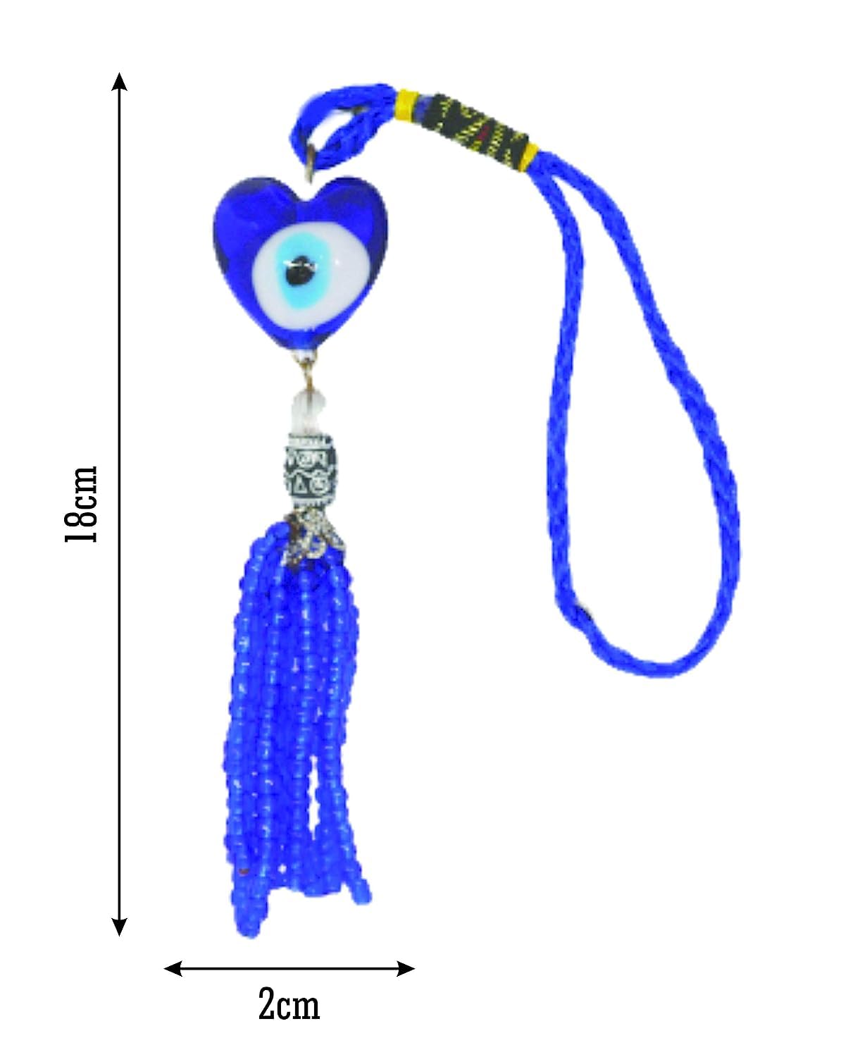 Heart Shape Evil Eye Hanging for Home Entrance Protection, Prosperity, Charm & Luck for Car, & Office, Tirkish Evil Eye Wall Hanging (Blue) Heigth : 7 inches - Image 4