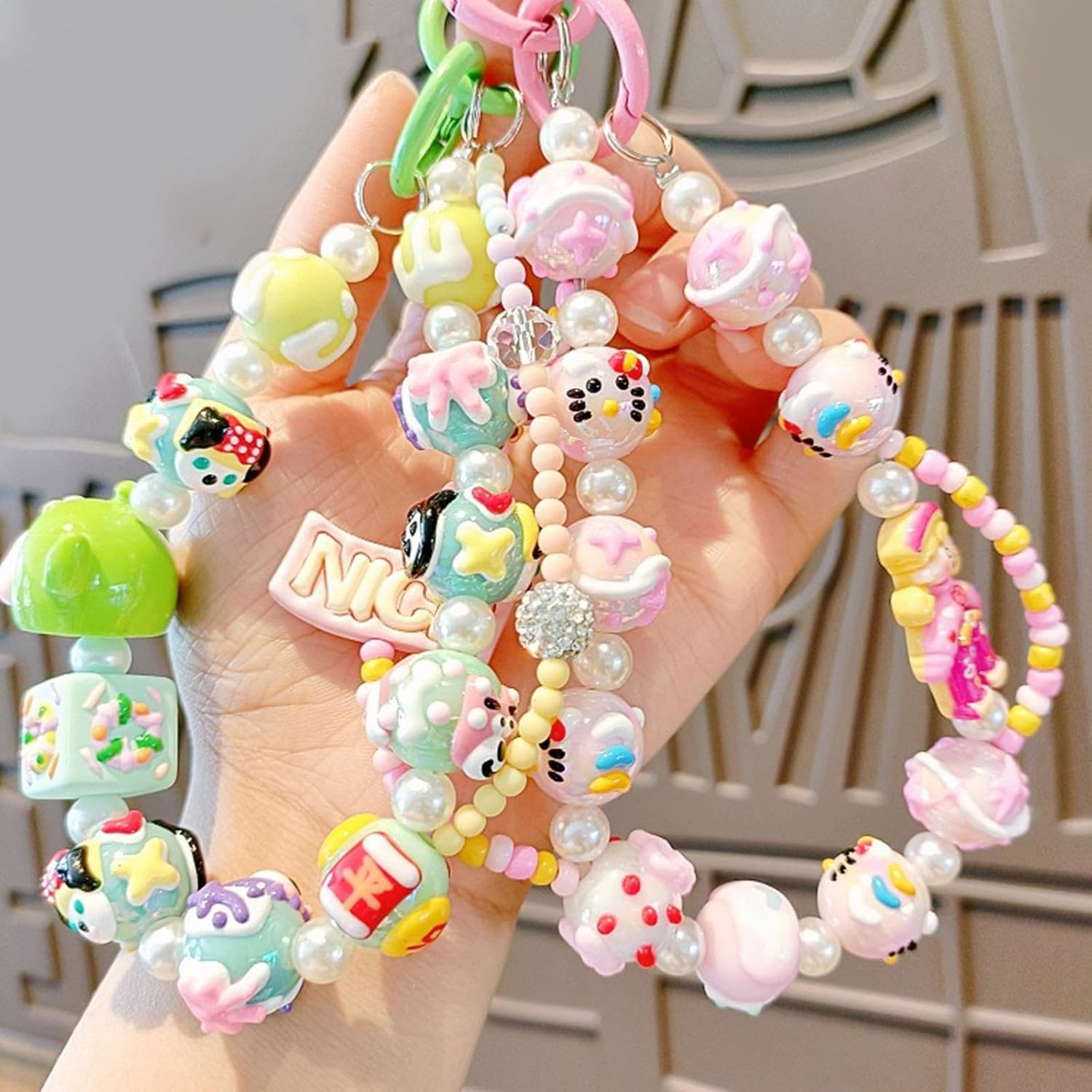 Club Bollywood® 4xKey Ring Bangle Chain House Car Keys Ring Holder Beaded Key Ring Bracelet Pink|Clothing, Shoes & Accessories | Womens Accessories | Key Chains, Rings & Finders - Image 5
