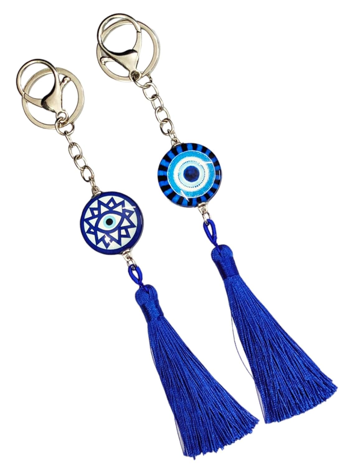 AMANVANI Blue Beads Evil Eye Keychain, Keychains for Girls,Handbag or Purse with Thread Charm Keyring, Evil Eye Hanging For Home Entrance Door,Wall,Car Pendant - Image 2