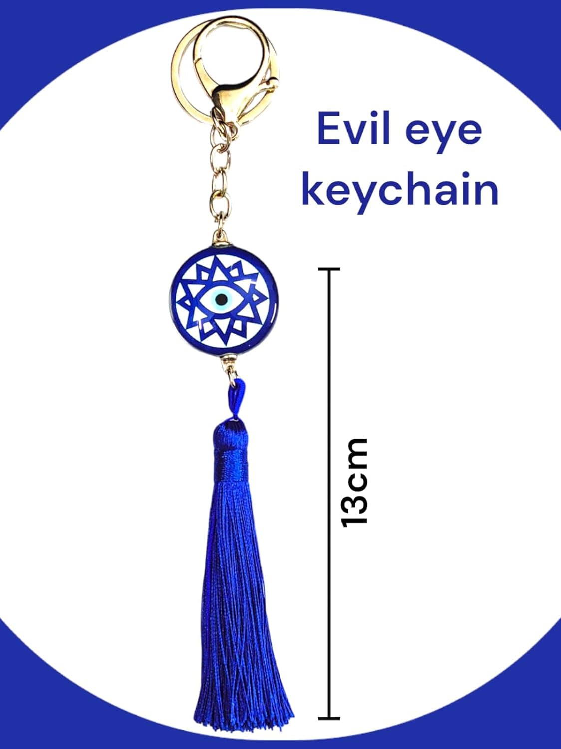 AMANVANI Blue Beads Evil Eye Keychain, Keychains for Girls,Handbag or Purse with Thread Charm Keyring, Evil Eye Hanging For Home Entrance Door,Wall,Car Pendant - Image 3