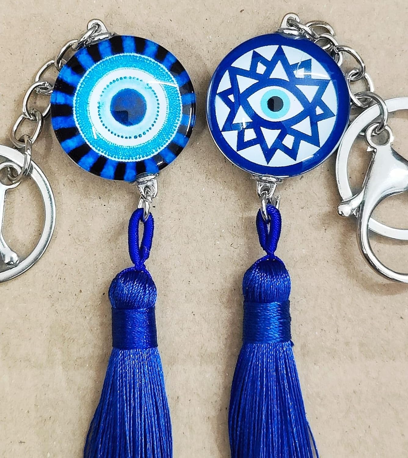 AMANVANI Blue Beads Evil Eye Keychain, Keychains for Girls,Handbag or Purse with Thread Charm Keyring, Evil Eye Hanging For Home Entrance Door,Wall,Car Pendant - Image 4