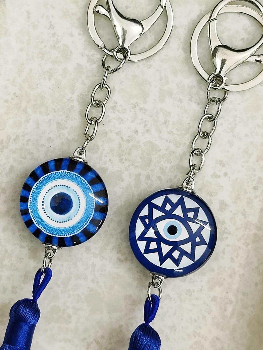 AMANVANI Blue Beads Evil Eye Keychain, Keychains for Girls,Handbag or Purse with Thread Charm Keyring, Evil Eye Hanging For Home Entrance Door,Wall,Car Pendant - Image 5
