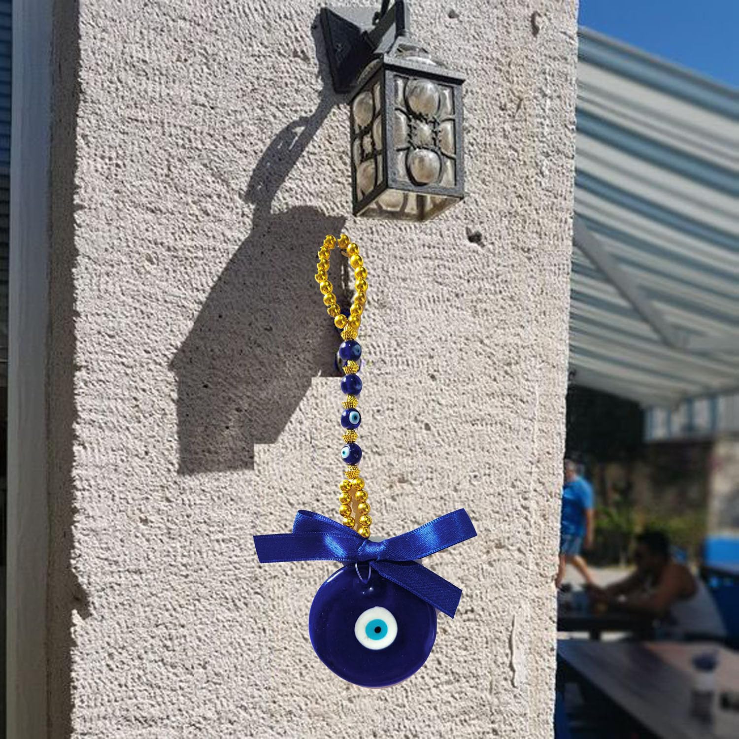 SOLINO Evil Eye Home Decor Turkish Hamsa Glass Greek Wall Hanging Decoration Ornament Nazar Battu Boncugu Amulet Charms Talisman Devil Eyes Protection,Gold Pearl (20 C.M) - Image 4