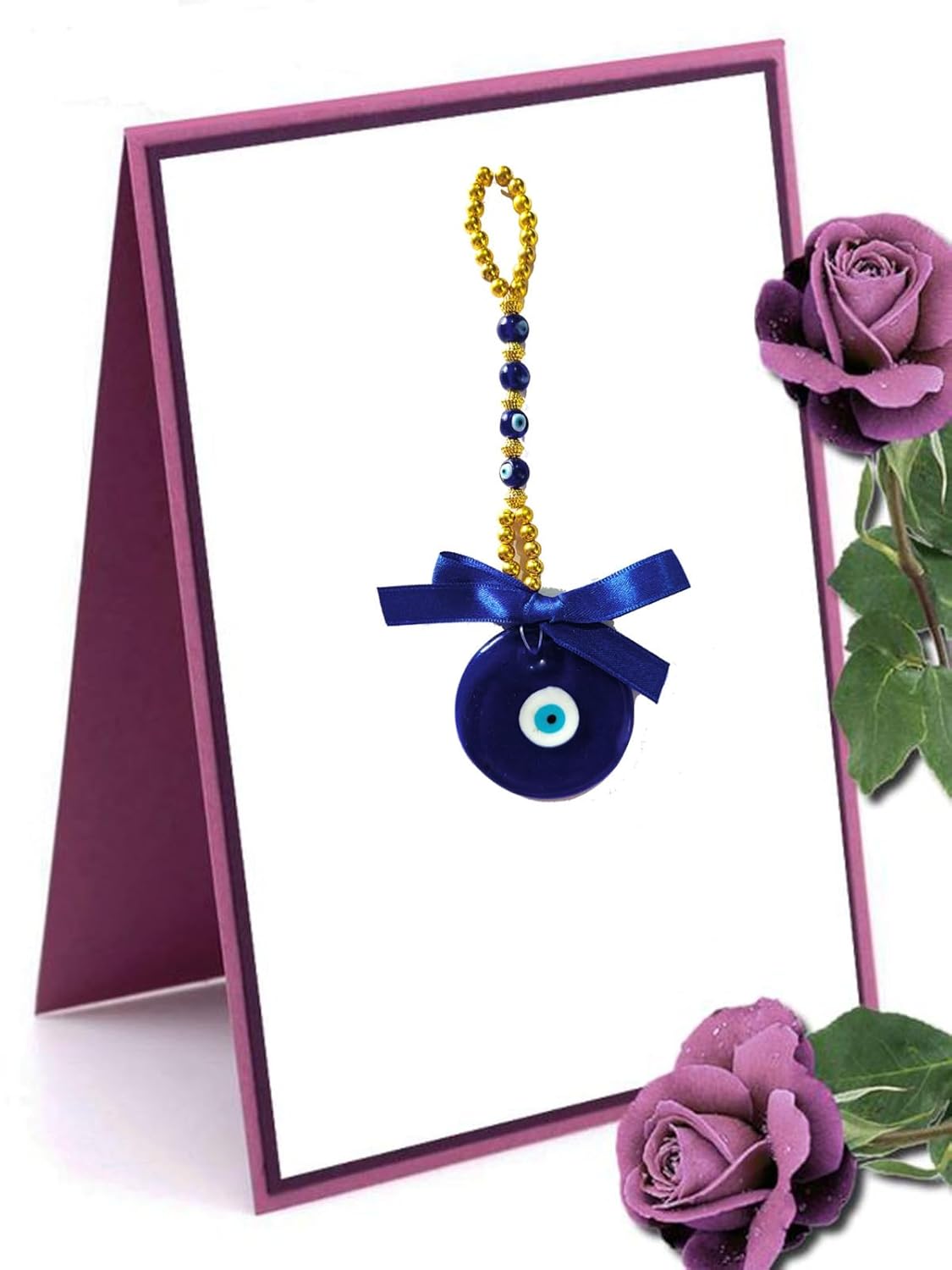 SOLINO Evil Eye Home Decor Turkish Hamsa Glass Greek Wall Hanging Decoration Ornament Nazar Battu Boncugu Amulet Charms Talisman Devil Eyes Protection,Gold Pearl (20 C.M) - Image 10