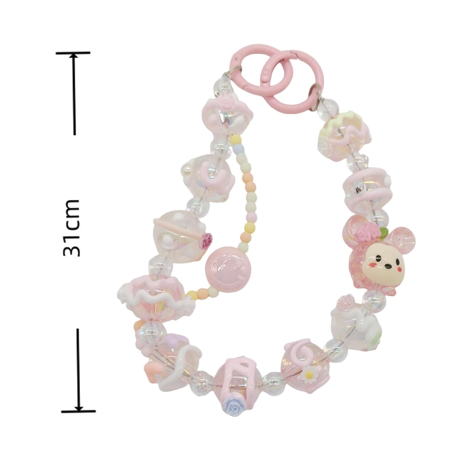 Club Bollywood® 3xKey Ring Bangle Chain House Car Keys Ring Holder Beaded Key Ring Bracelet Pink|Clothing, Shoes & Accessories | Womens Accessories | Key Chains, Rings & Finders - Image 2