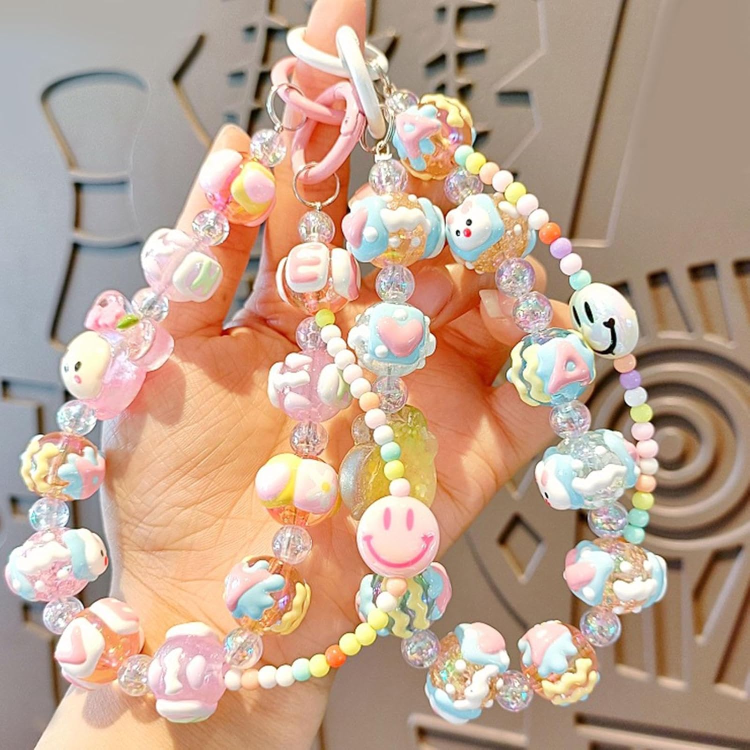 Club Bollywood® 3xKey Ring Bangle Chain House Car Keys Ring Holder Beaded Key Ring Bracelet Pink|Clothing, Shoes & Accessories | Womens Accessories | Key Chains, Rings & Finders - Image 4