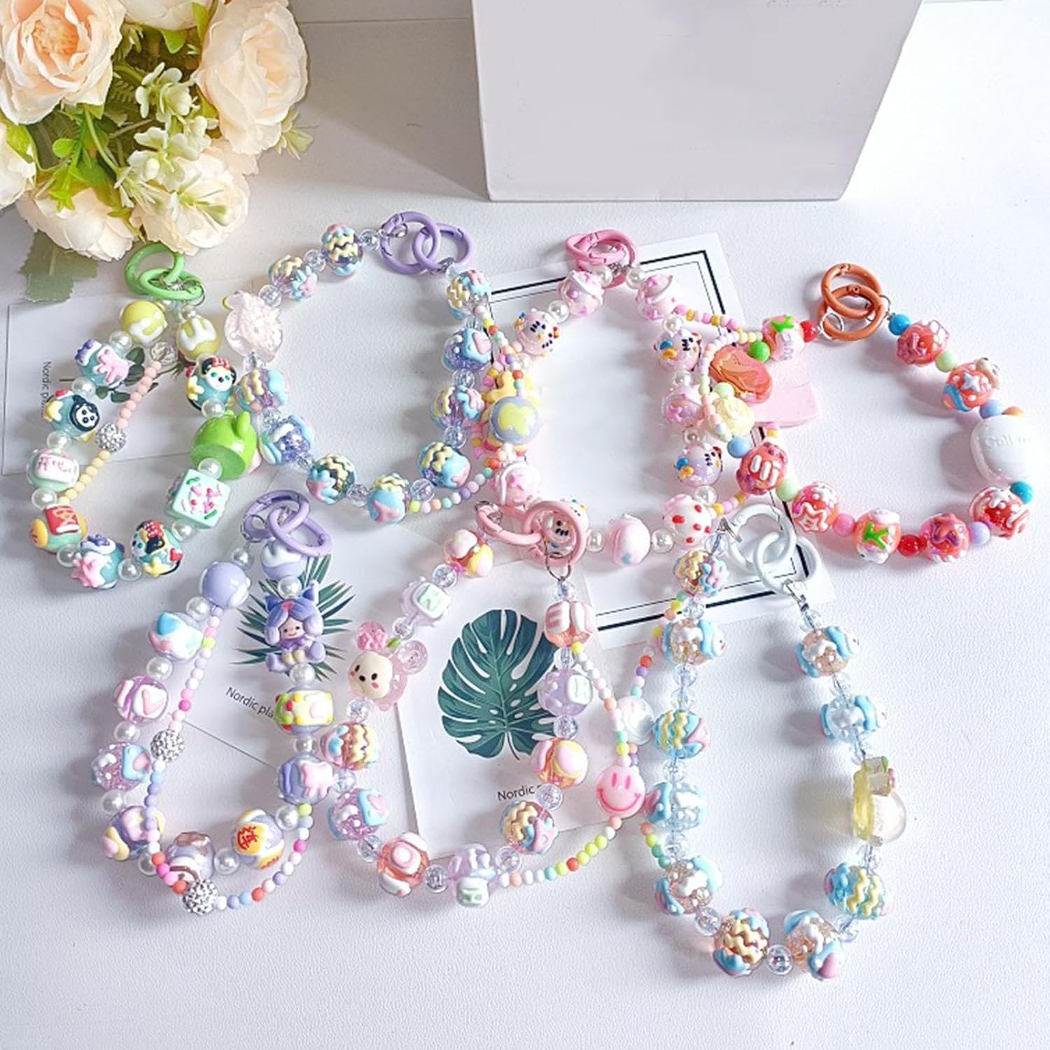 Club Bollywood® 3xKey Ring Bangle Chain House Car Keys Ring Holder Beaded Key Ring Bracelet Pink|Clothing, Shoes & Accessories | Womens Accessories | Key Chains, Rings & Finders - Image 7