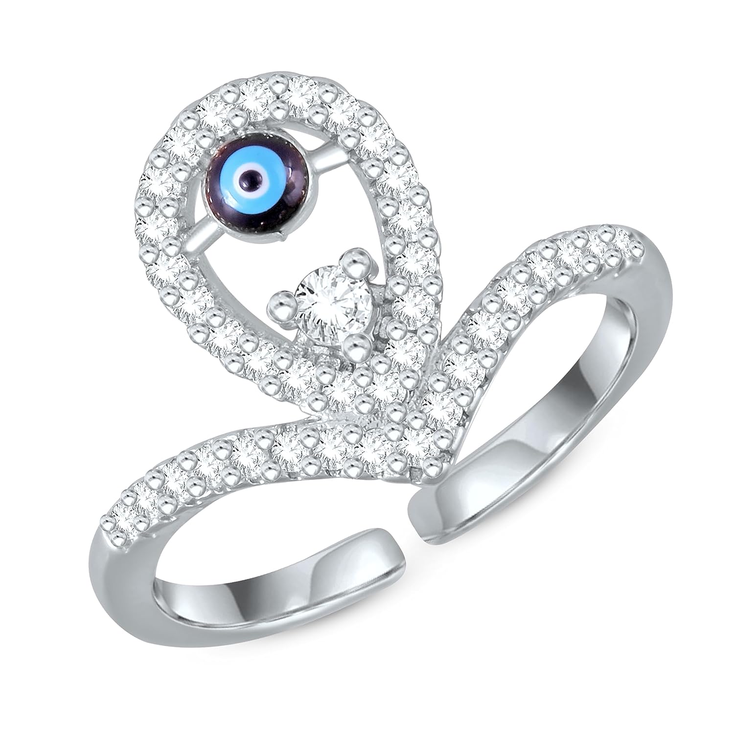 AMAAL Rings for women girls girlfriend ladies wife sister Evil eye ring Silver ring Butterfly ring silver stylish engagement wedding Adjustable promise propose American diamond Finger Ring set ad A885 - Image 2