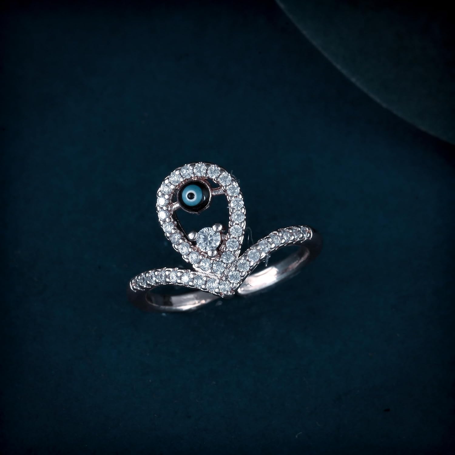 AMAAL Rings for women girls girlfriend ladies wife sister Evil eye ring Silver ring Butterfly ring silver stylish engagement wedding Adjustable promise propose American diamond Finger Ring set ad A885 - Image 4
