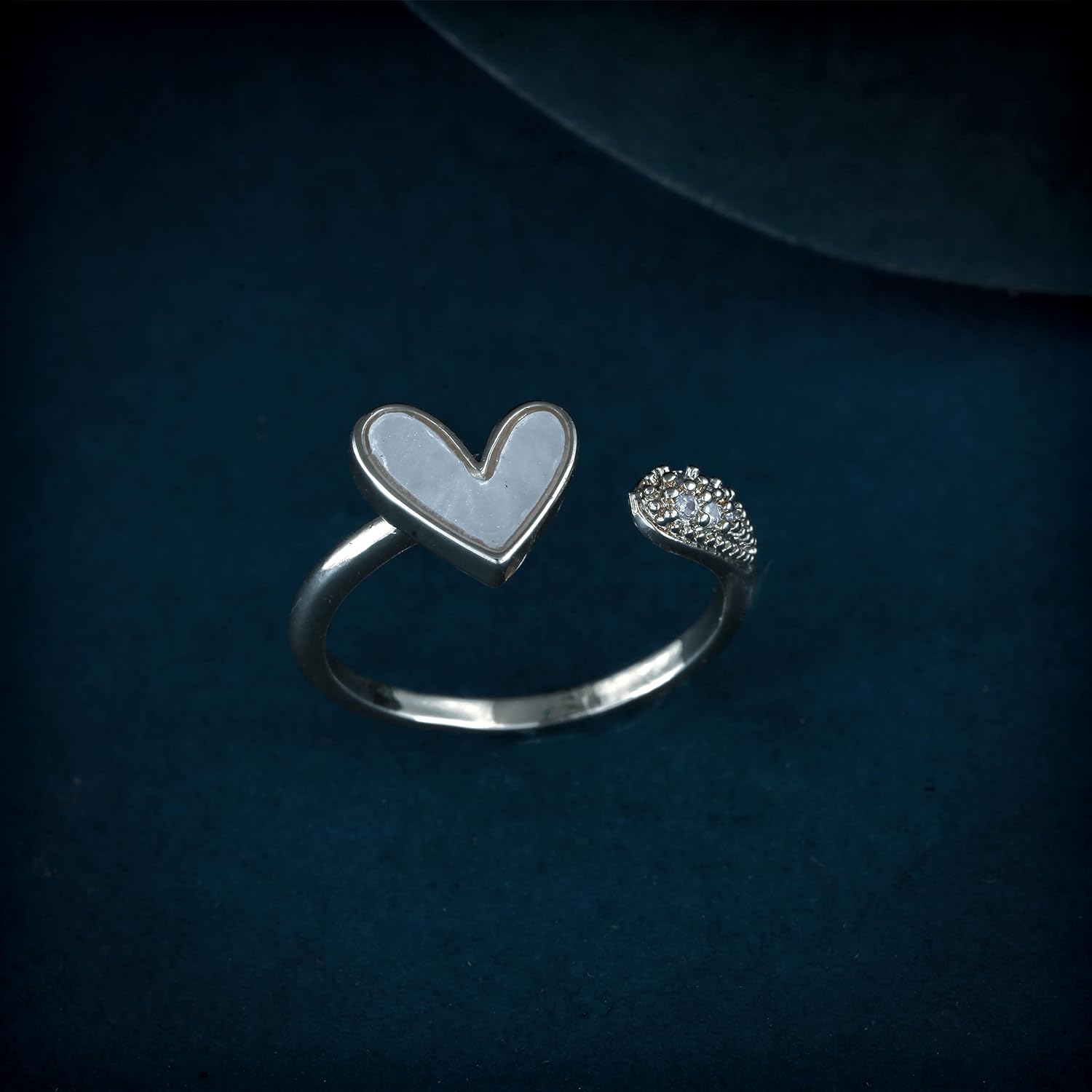 Amaal Rings for women girls girlfriend ladies wife sister Evil eye love Heart ring Rose gold ring silver stylish engagement wedding Adjustable promise propose American diamond Finger Ring set ad A868 - Image 2