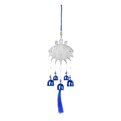 All Stock Central 5 Bells Evil Eye Wall Hanging - Good Luck Charm & Prosperity Decor for Your Home Decorative Showpiece - 40 cm (Metal, Blue) - Image 5