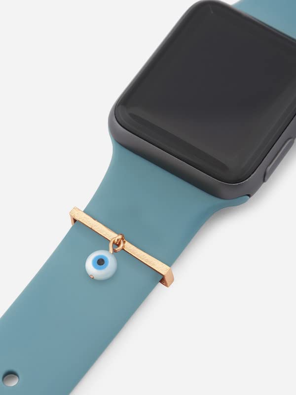 MINUTIAE Evil Eye Round Pendant Decorative Ring Loops Jewellery Accessories Compatible with Smart Watch Silicone Band Strap | Skin Friendly Brass Alloy | Ideal Gift for Her/Women/Girls - Image 3